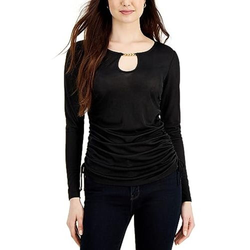 Fever Chain Neck Ruched Top - Picture 2 of 3